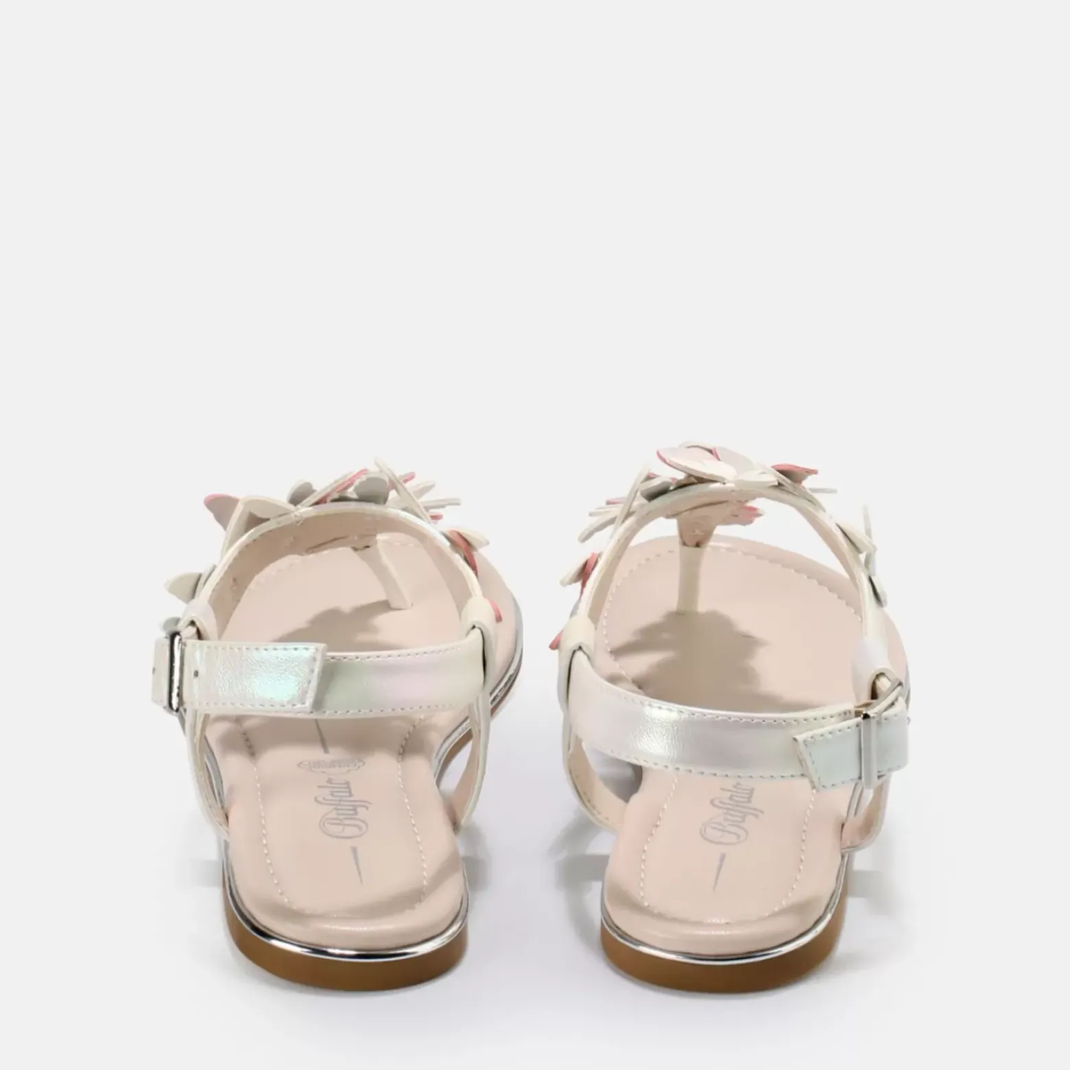 Cheap BUFFALO Capri Butterfly Sandales Veganes Perle Blanc