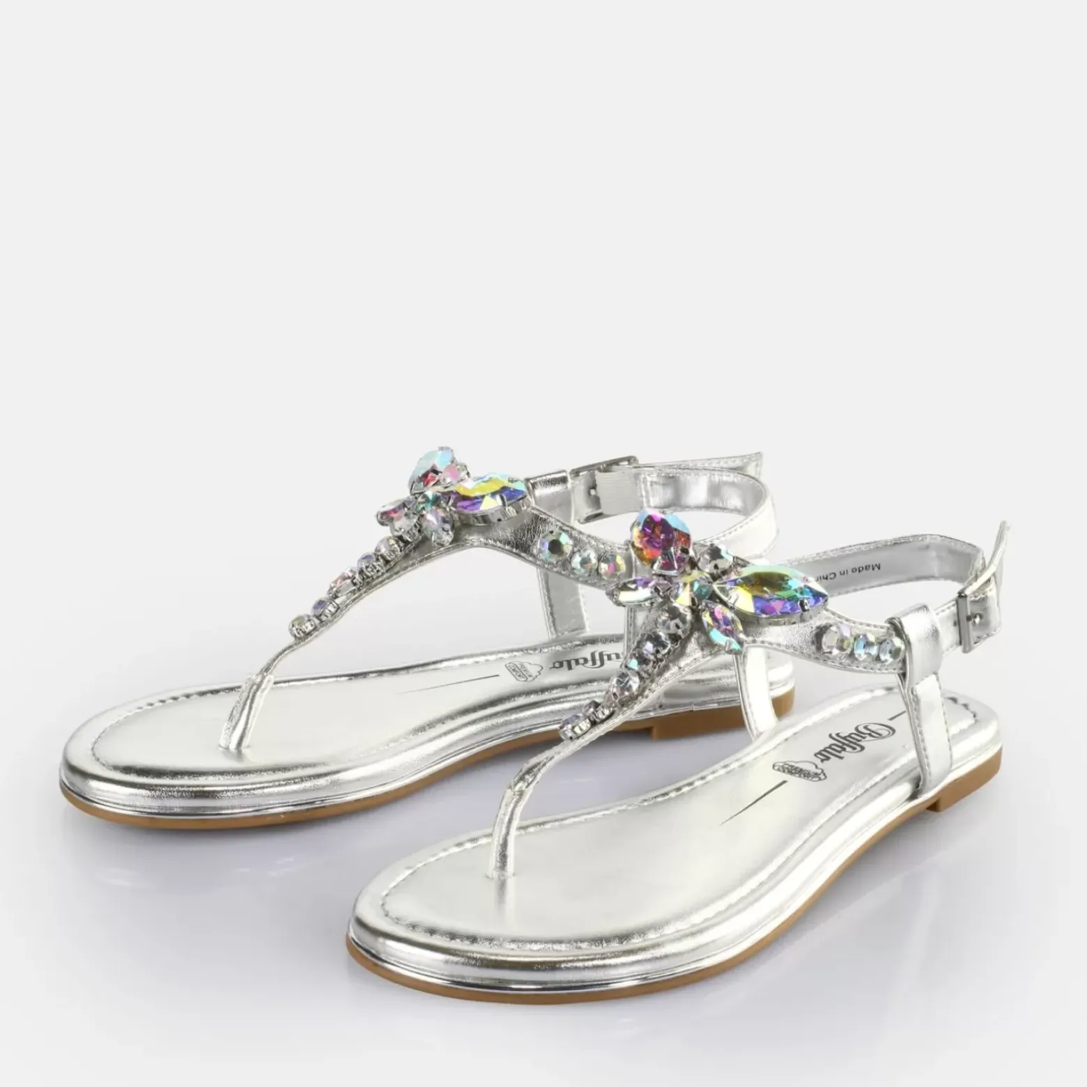 Outlet BUFFALO Capri Dragonfly Sandales Veganese Argent