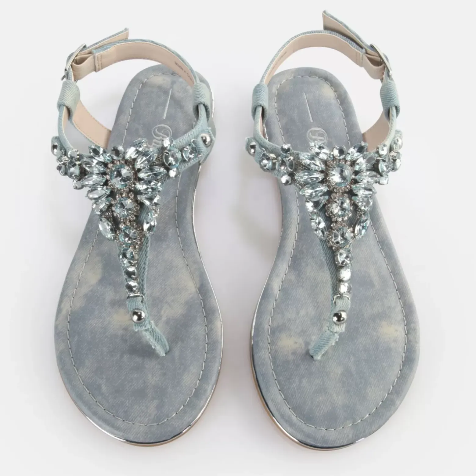 Discount BUFFALO Capri Glam Sandales Veganes Bleu Jean-Eau Aqua