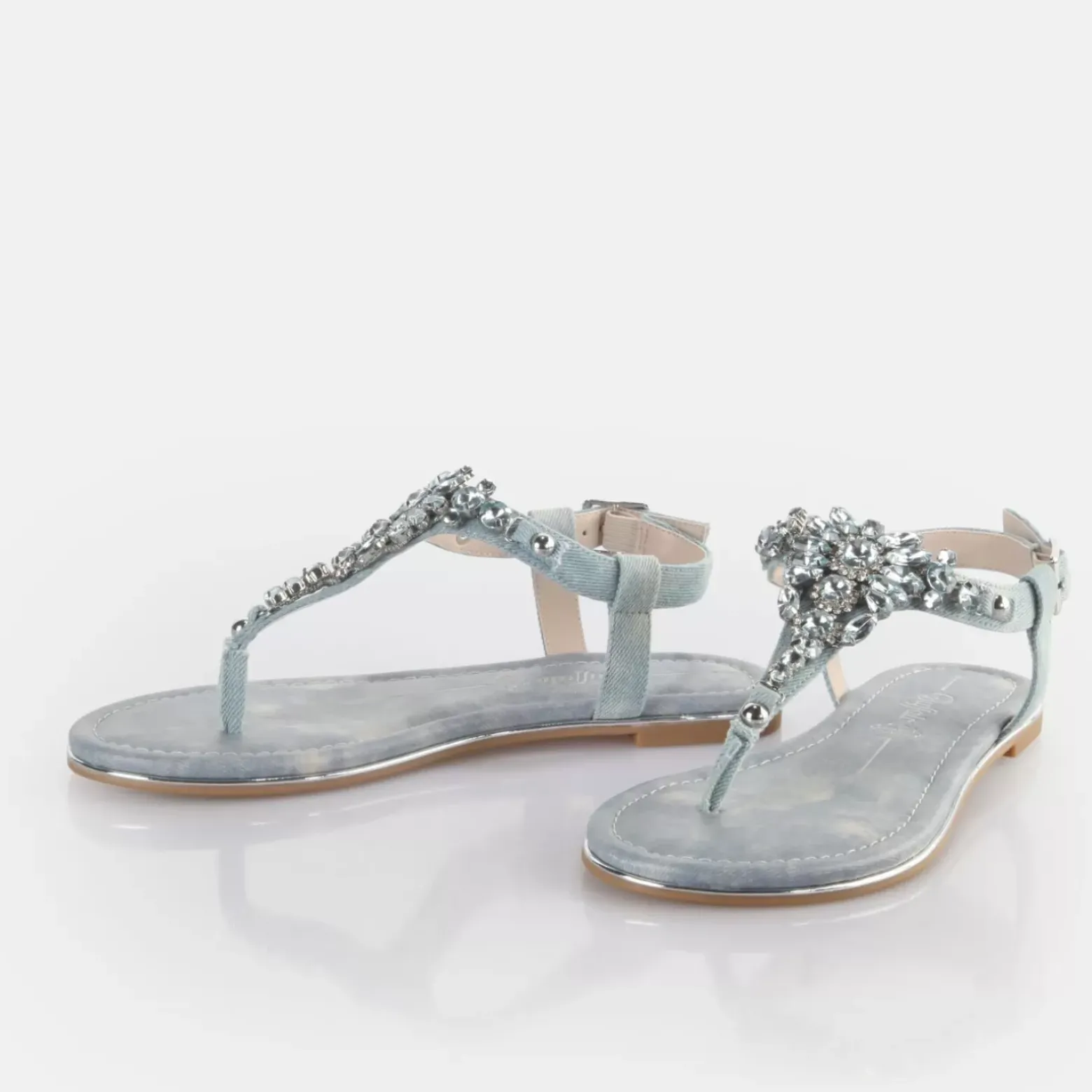 Discount BUFFALO Capri Glam Sandales Veganes Bleu Jean-Eau Aqua