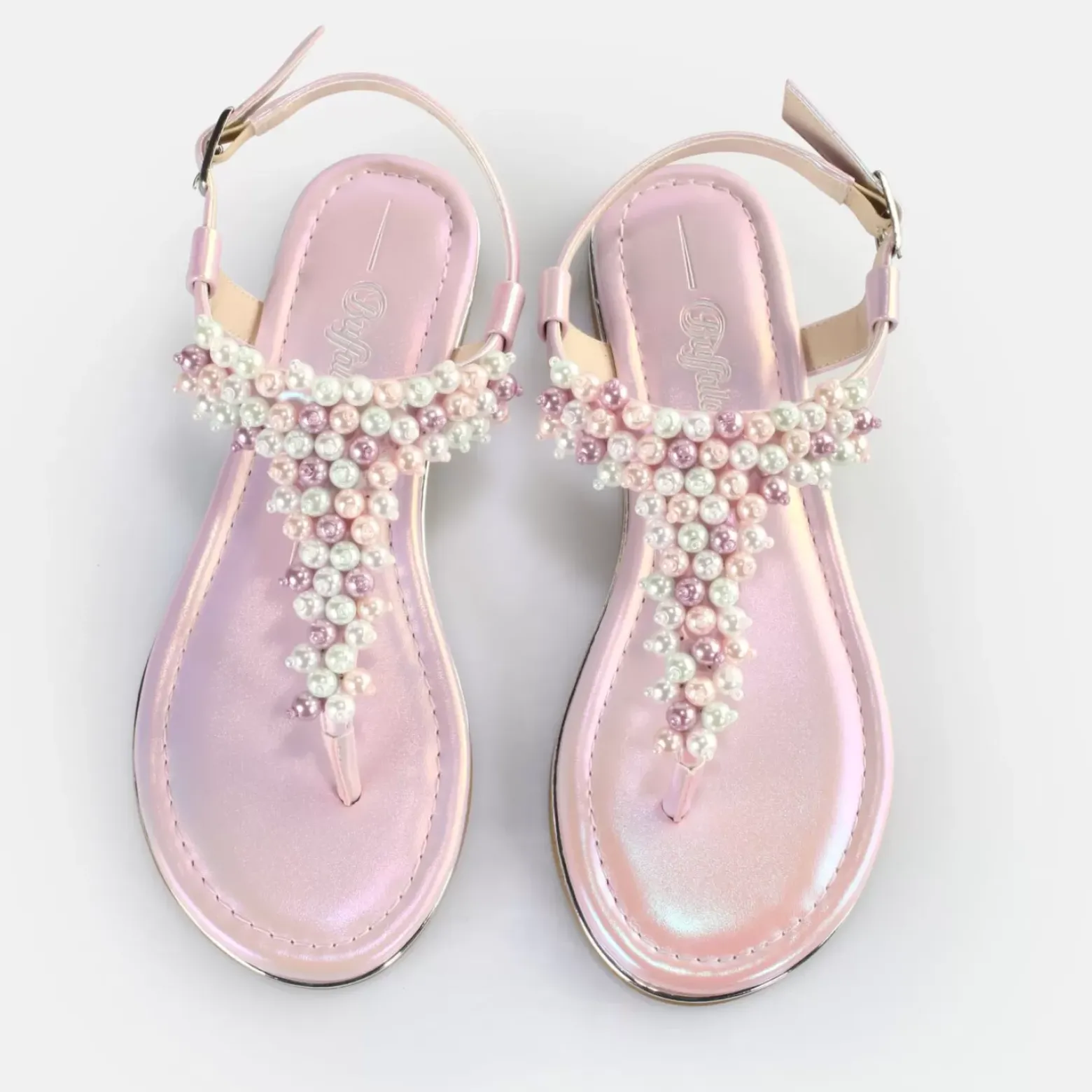 Best BUFFALO Capri Pearl Sandales Veganese Lavande Metallise Argent