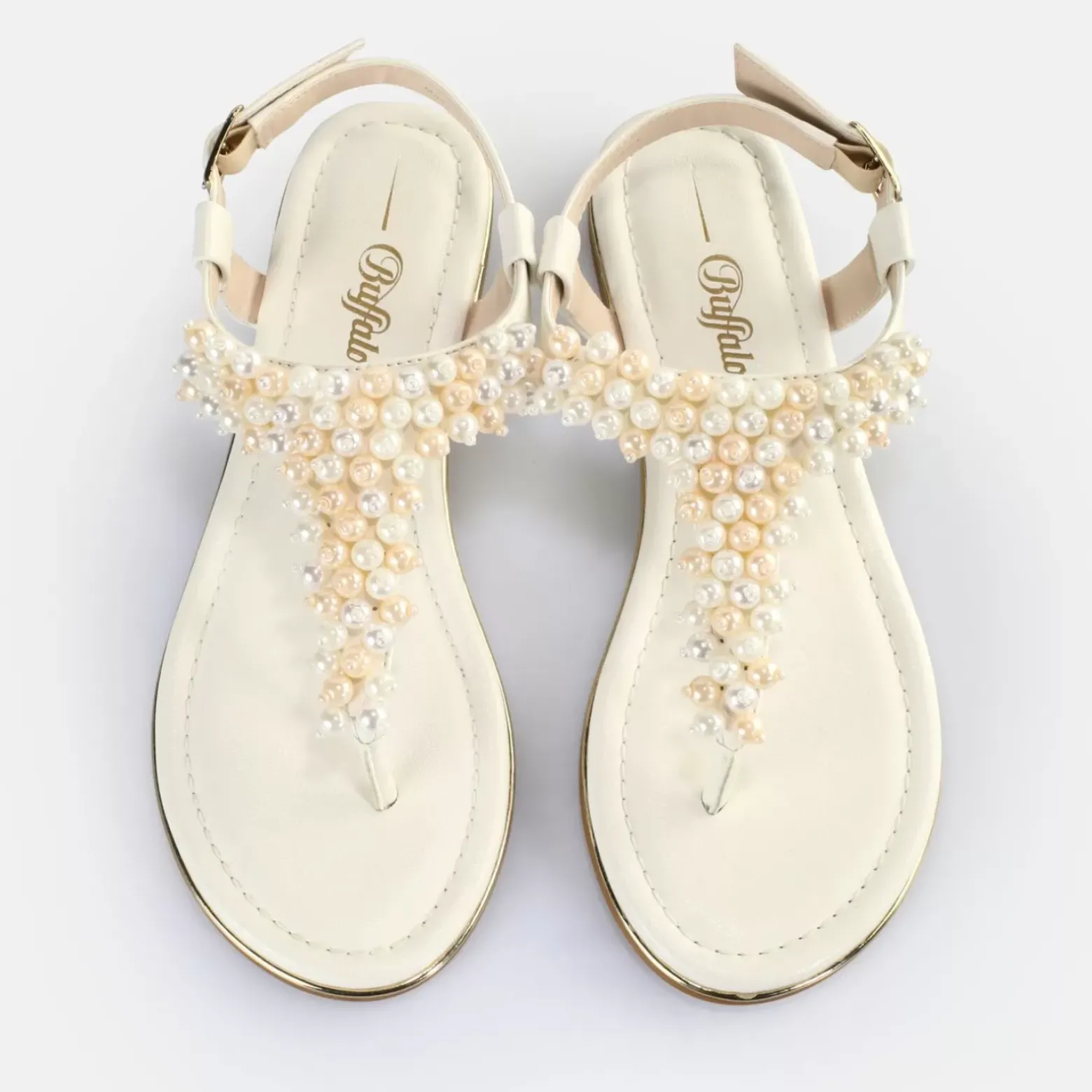 Cheap BUFFALO Capri Pearl Sandales Veganes Creme