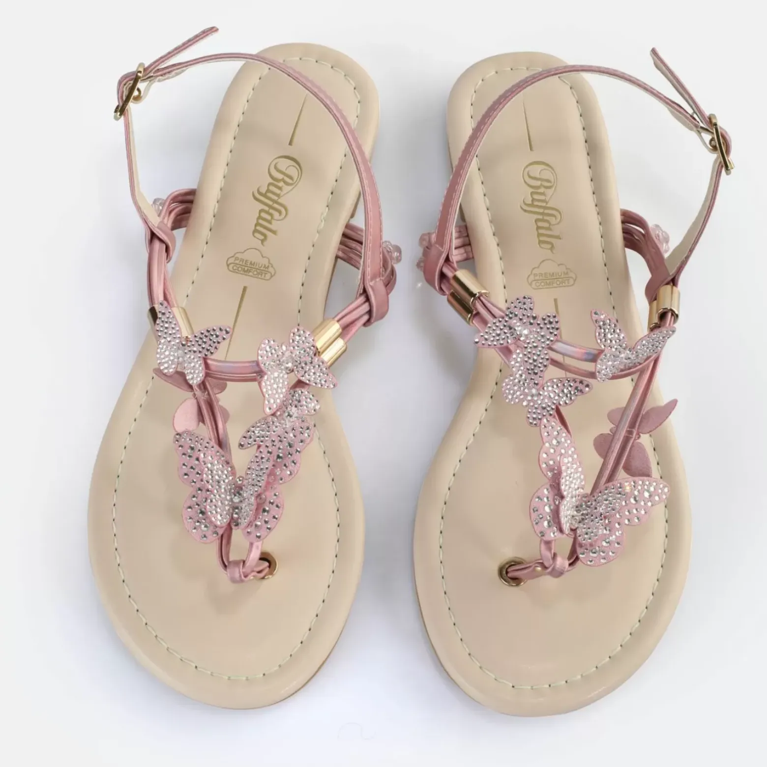 Shop BUFFALO Capri Sparkling Butterfly Sandales A Talon Veganes Rose Vif