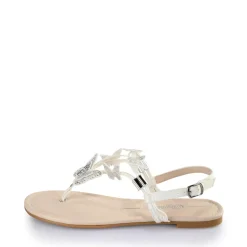 Sale BUFFALO Capri Sparkling Butterfly Sandales A Talon Veganes Perle Blanc
