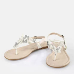 Sale BUFFALO Capri Sparkling Butterfly Sandales A Talon Veganes Perle Blanc