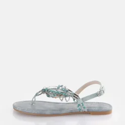 Outlet BUFFALO Capri Vacay Sandales Veganes Argente Jean/Bleu Aqua