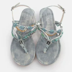 Outlet BUFFALO Capri Vacay Sandales Veganes Argente Jean/Bleu Aqua