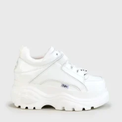 Sale BUFFALO Classic Basket Low Cuir Verni Blanc