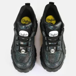 Outlet BUFFALO Classic Baskets Basses Cuir Disco Black Noir