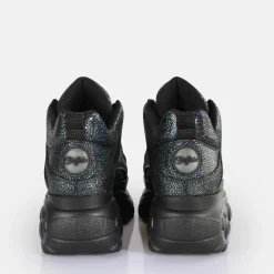 Outlet BUFFALO Classic Baskets Basses Cuir Disco Black Noir