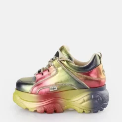 New BUFFALO Classic Baskets Basses Pour Homme Multi-Metallisees Argent