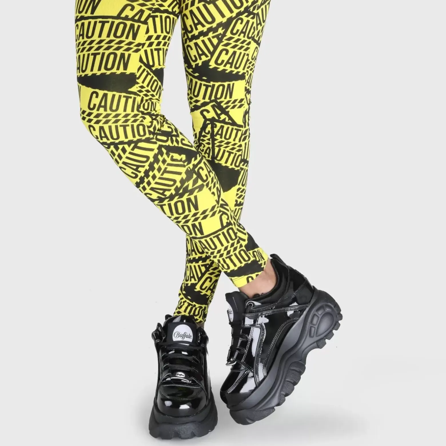 New BUFFALO Classic Kick Cuir Verni Noir