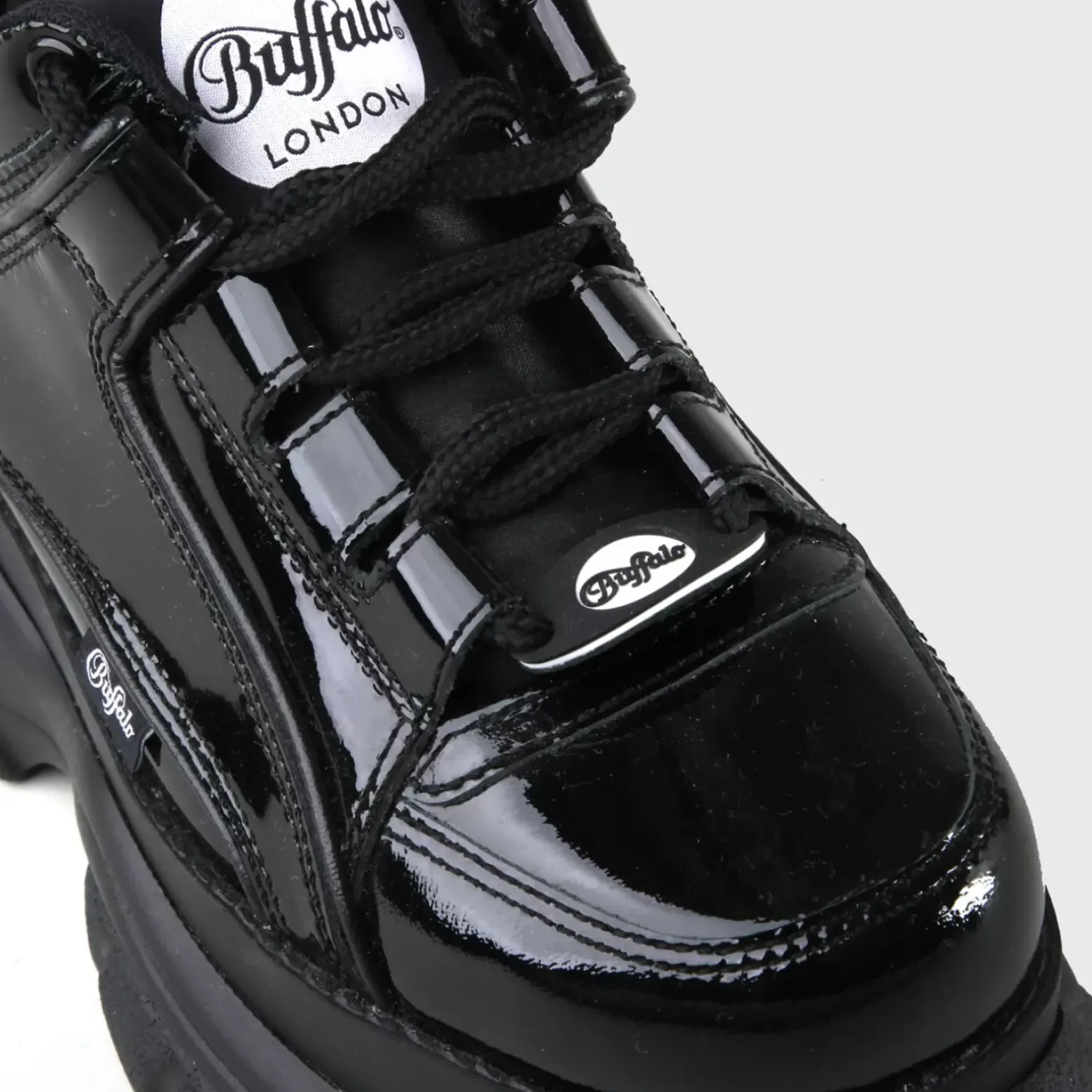 New BUFFALO Classic Kick Cuir Verni Noir