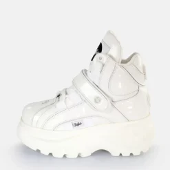 Best Sale BUFFALO Classic Sneaker High Cuir Verni Blanc