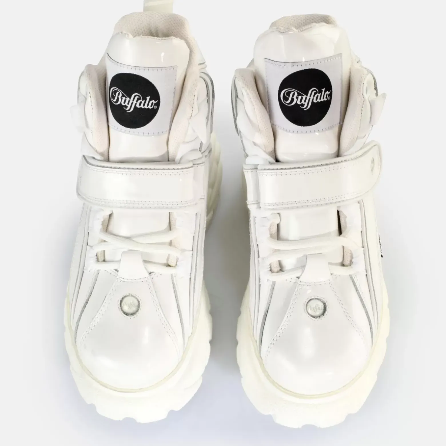 Best Sale BUFFALO Classic Sneaker High Cuir Verni Blanc