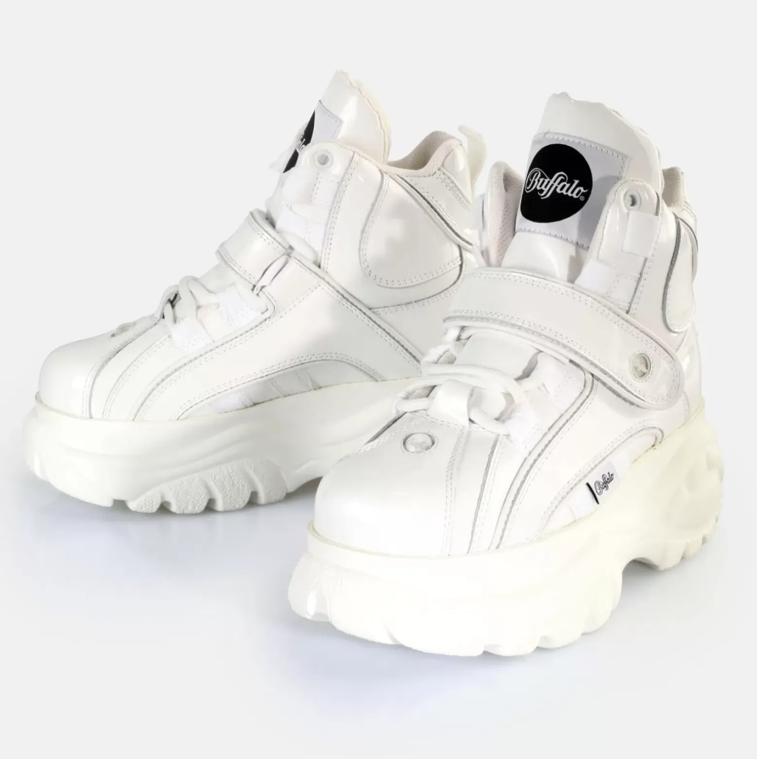 Best Sale BUFFALO Classic Sneaker High Cuir Verni Blanc
