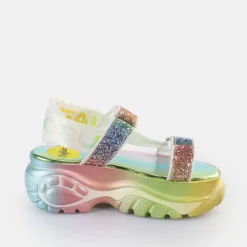 New BUFFALO Classic Ts Snd Sandales A Plateforme Veganes Arc-En-Ciel Multicolore