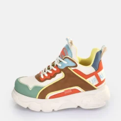 New BUFFALO Cld Chai Baskets Basses Vegan Multicolore Vif Chameau/Brun/Multicolore