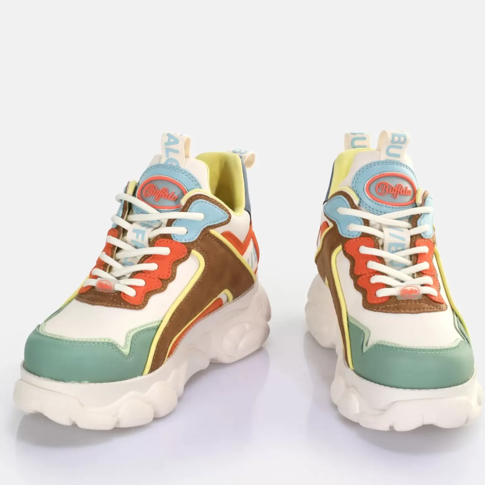 New BUFFALO Cld Chai Baskets Basses Vegan Multicolore Vif Chameau/Brun/Multicolore