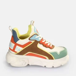 New BUFFALO Cld Chai Baskets Basses Vegan Multicolore Vif Chameau/Brun/Multicolore