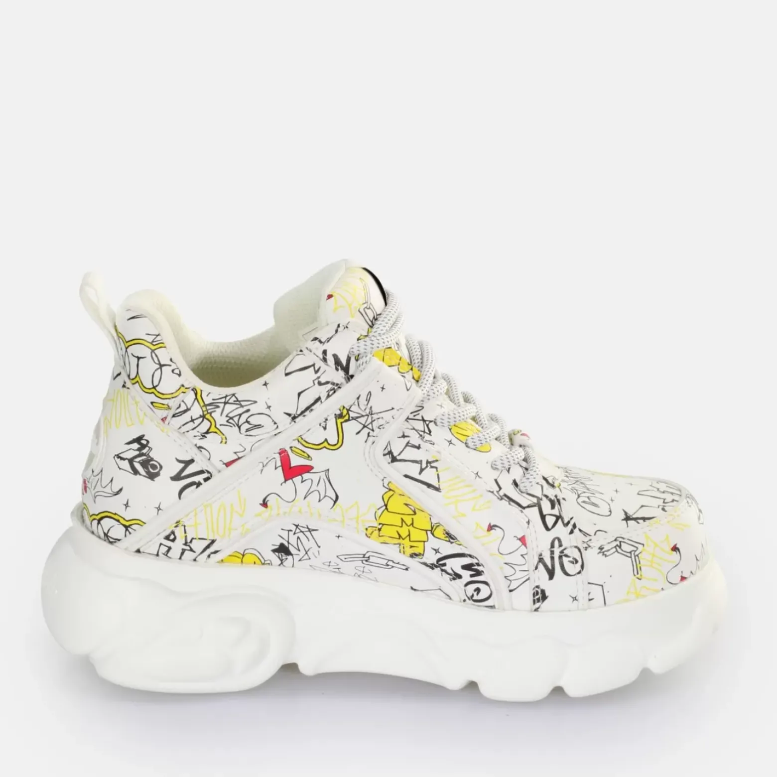 Fashion BUFFALO Cld Corin Baskets Basses Vegan Graffiti Blanc Weis/Graffiti