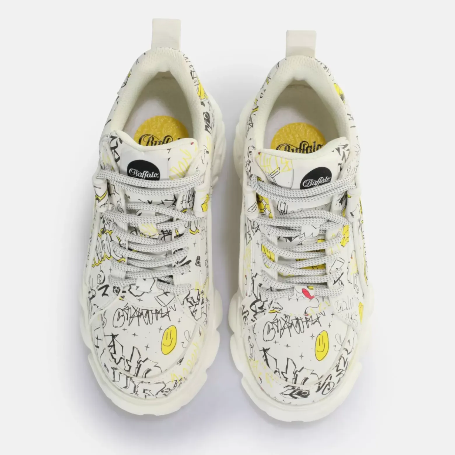 Fashion BUFFALO Cld Corin Baskets Basses Vegan Graffiti Blanc Weis/Graffiti