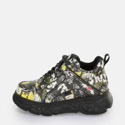 Best Sale BUFFALO Cld Corin Baskets Basses Vegan Graffiti Noir Graffiti Black/White