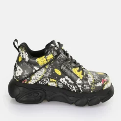 Best Sale BUFFALO Cld Corin Baskets Basses Vegan Graffiti Noir Graffiti Black/White