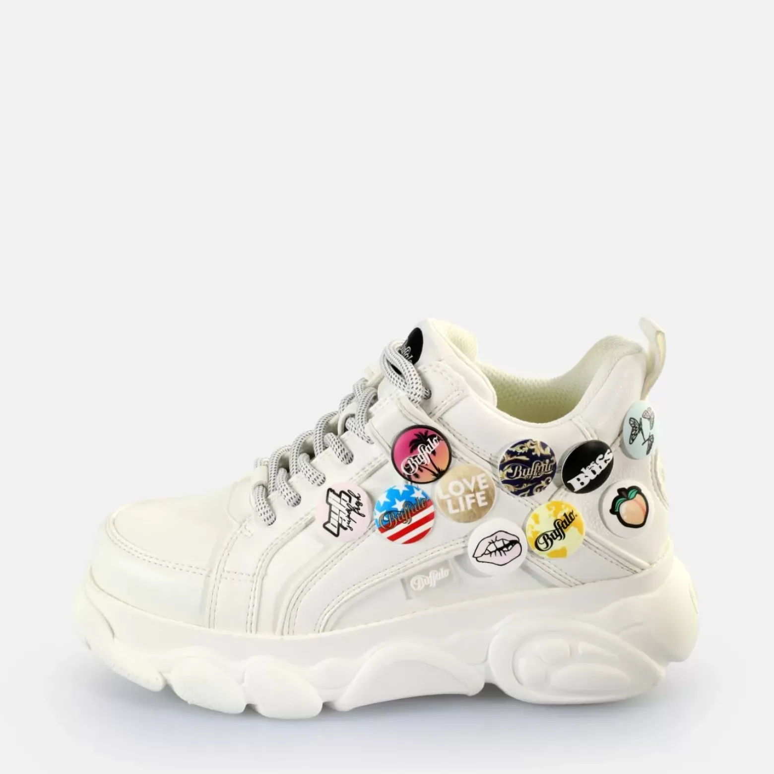 Sale BUFFALO Cld Corin Button Baskets Basses Veganes Blanc