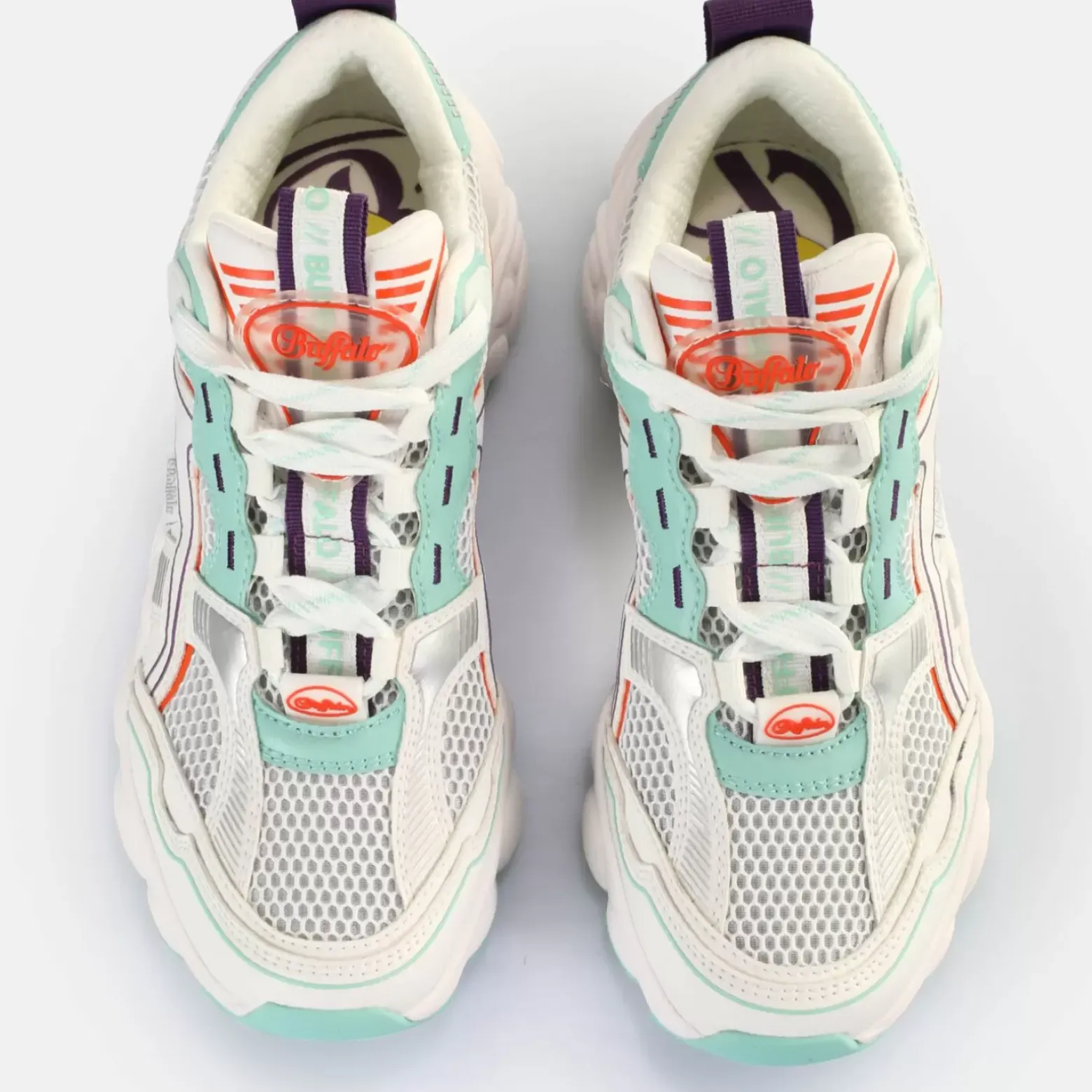 Best Sale BUFFALO Cld Run Jog Baskets Basses Veganes/Menthe/Corail Blanc