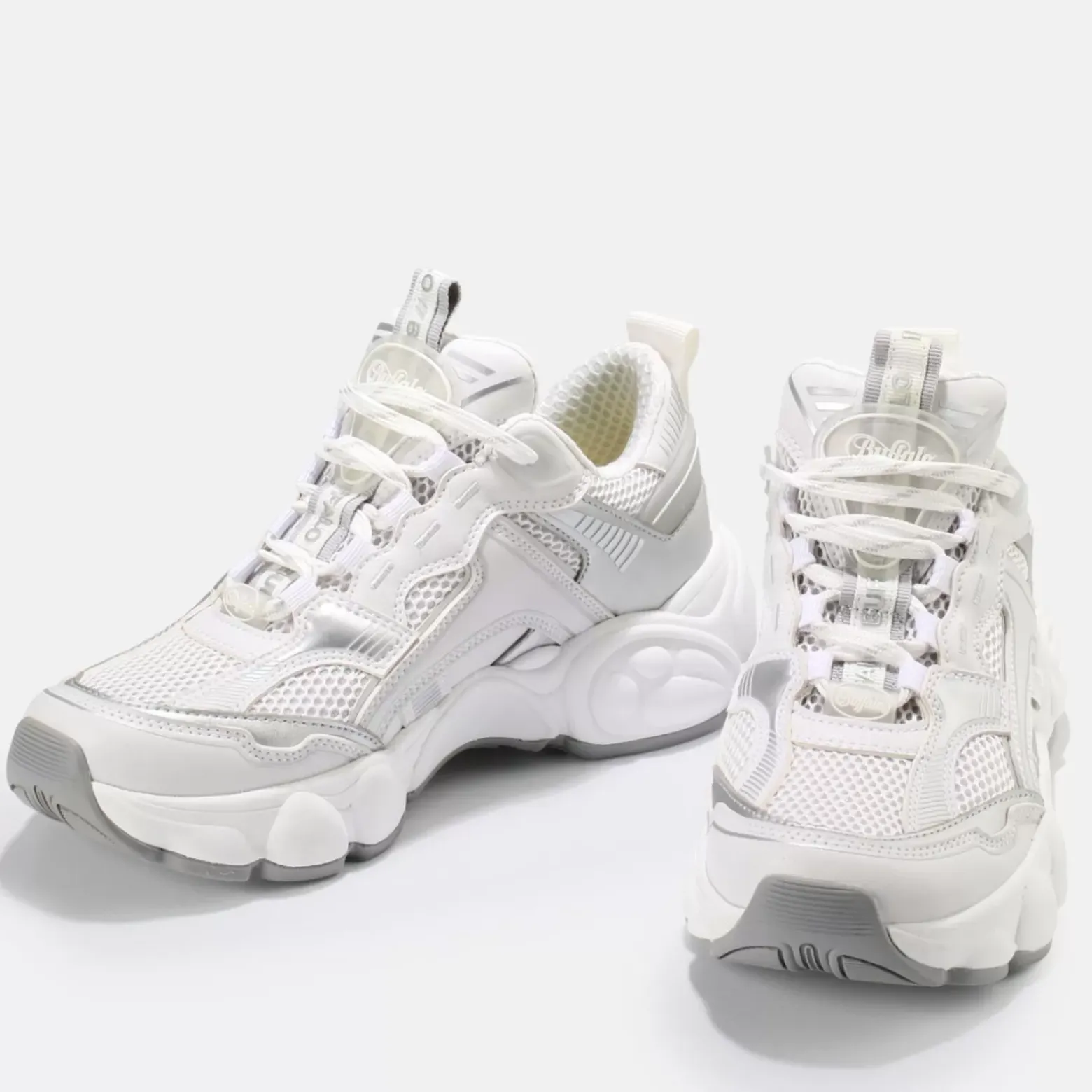 Hot BUFFALO Cld Run Jog Baskets Veganes Blanc Et Argent