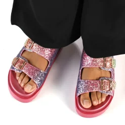 Shop BUFFALO Eve Glam Claquettes De Piscine A Plateforme Veganes Sunrise No_Color