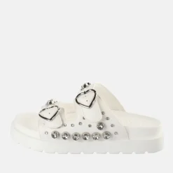 Outlet BUFFALO Eve Heart Claquettes De Piscine A Plateforme Veganes Blanc Casse