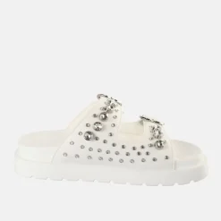 Outlet BUFFALO Eve Heart Claquettes De Piscine A Plateforme Veganes Blanc Casse