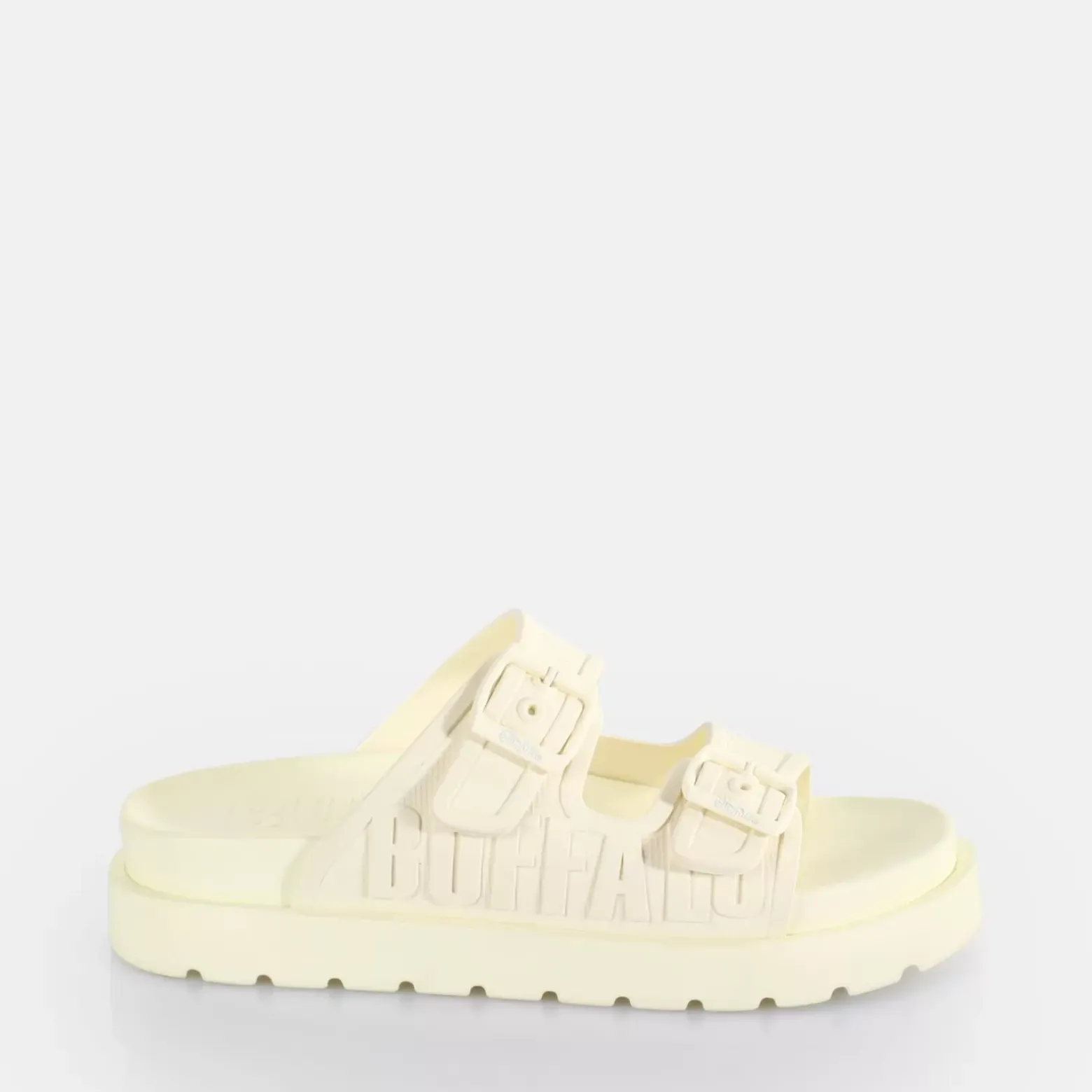 Hot BUFFALO Eve Sol Claquettes De Piscine A Plateforme Veganes Blanc Casse