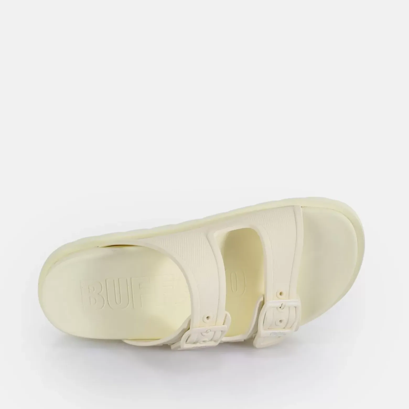 Hot BUFFALO Eve Sol Claquettes De Piscine A Plateforme Veganes Blanc Casse