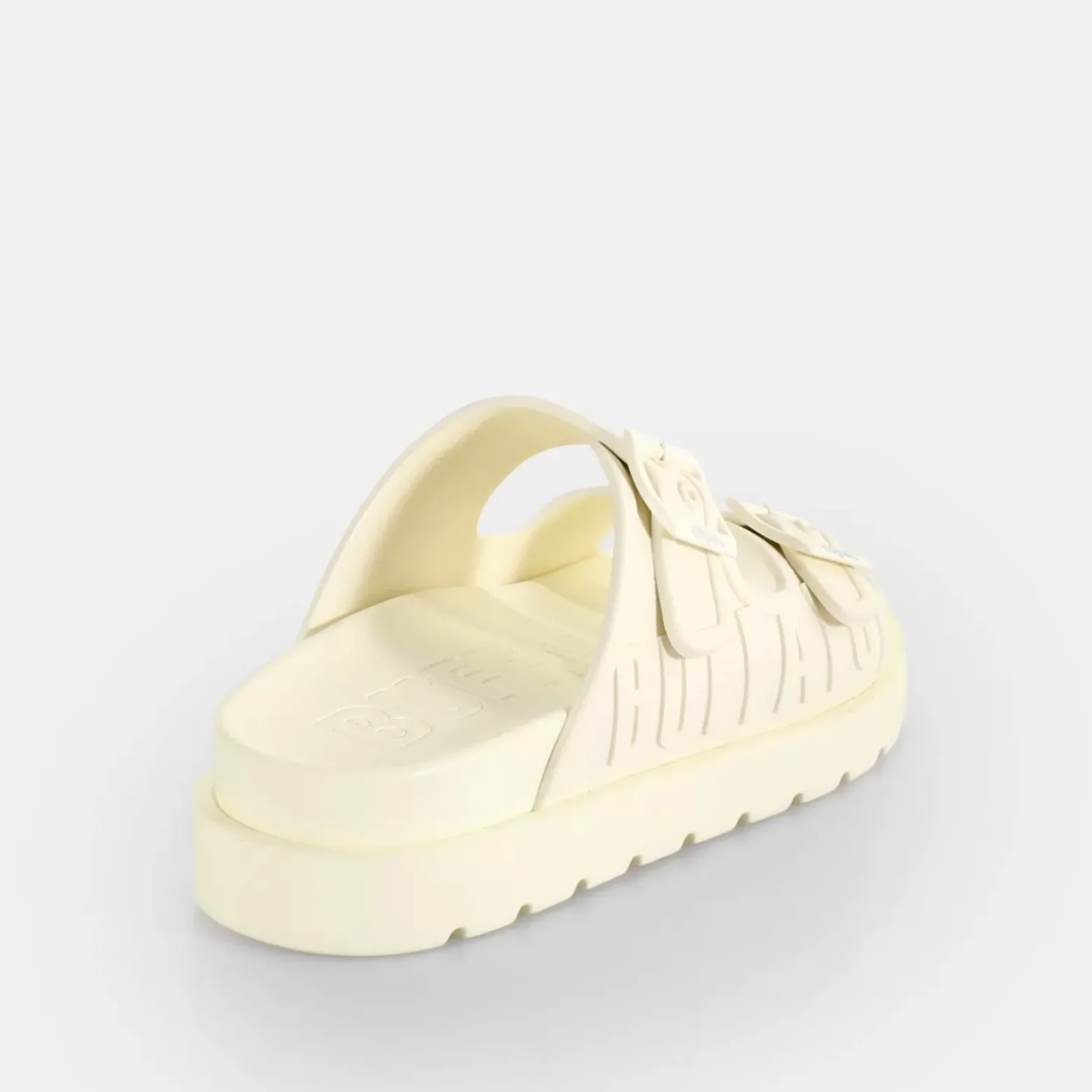 Hot BUFFALO Eve Sol Claquettes De Piscine A Plateforme Veganes Blanc Casse