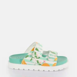 Outlet BUFFALO Eve Sol Claquettes De Piscine A Plateforme Veganes/Orange Vert