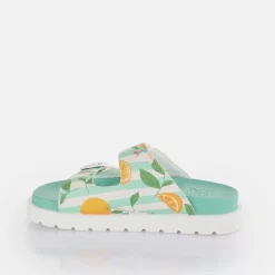 Outlet BUFFALO Eve Sol Claquettes De Piscine A Plateforme Veganes/Orange Vert