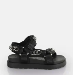 Fashion BUFFALO Eve Track C Claquettes De Piscine A Plateforme Veganes/Argente Noir