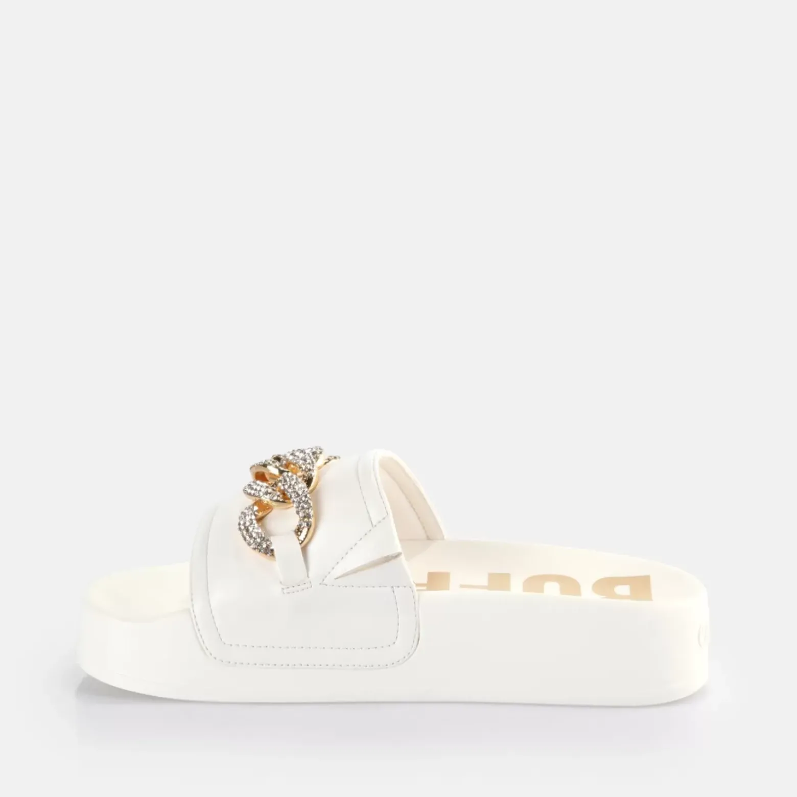 Hot BUFFALO Fabia Chain Claquettes De Piscine A Plateforme Veganes Blanc