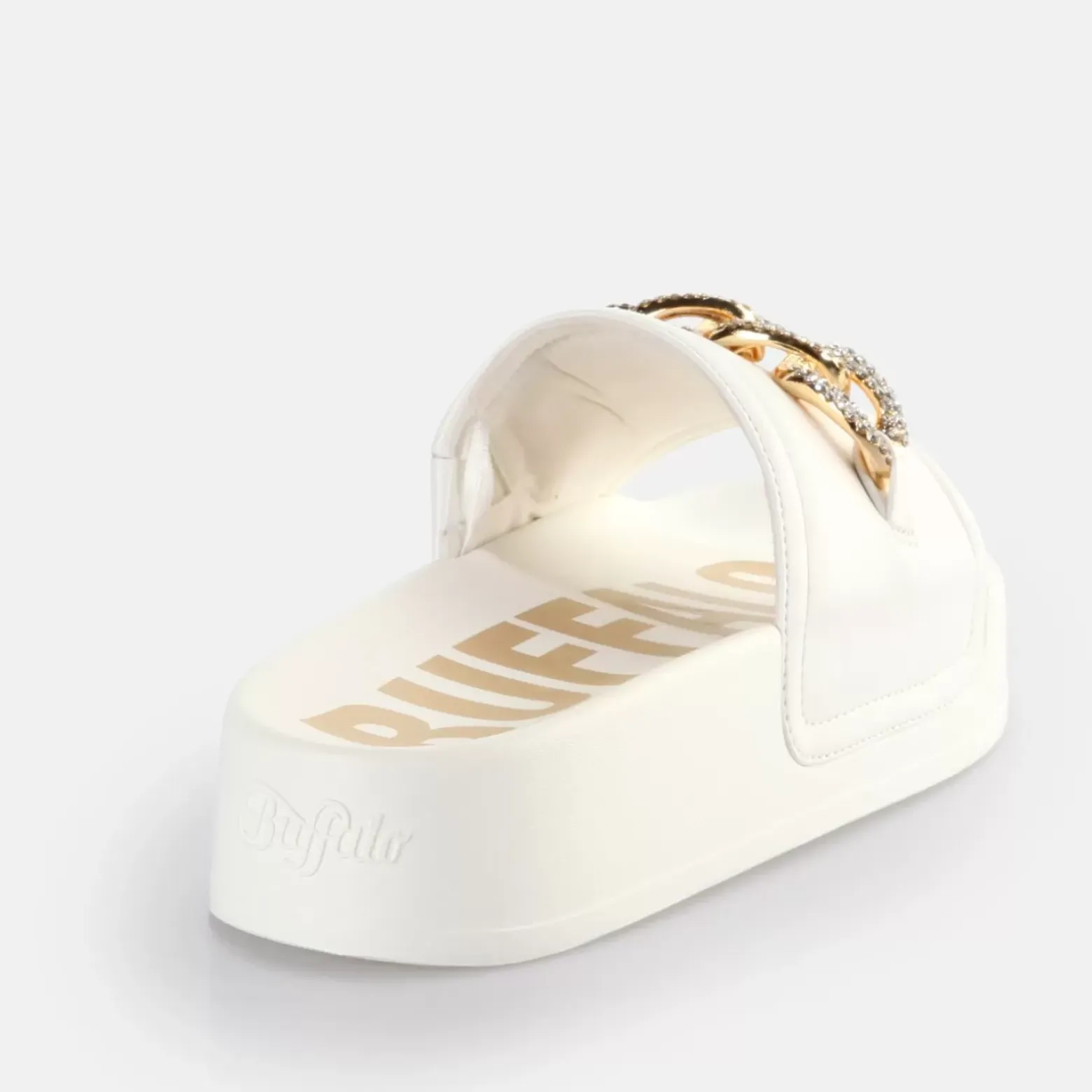 Hot BUFFALO Fabia Chain Claquettes De Piscine A Plateforme Veganes Blanc