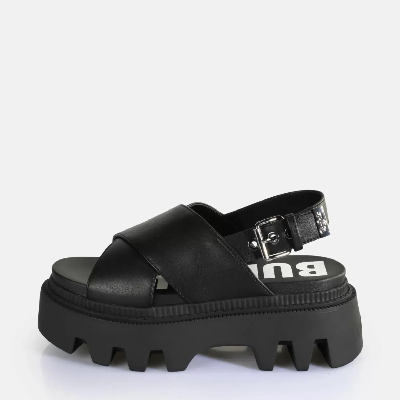 Hot BUFFALO Flora Cross Sandales A Plateforme Veganes Noir