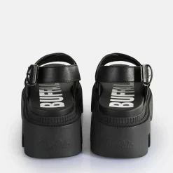 Hot BUFFALO Flora Cross Sandales A Plateforme Veganes Noir