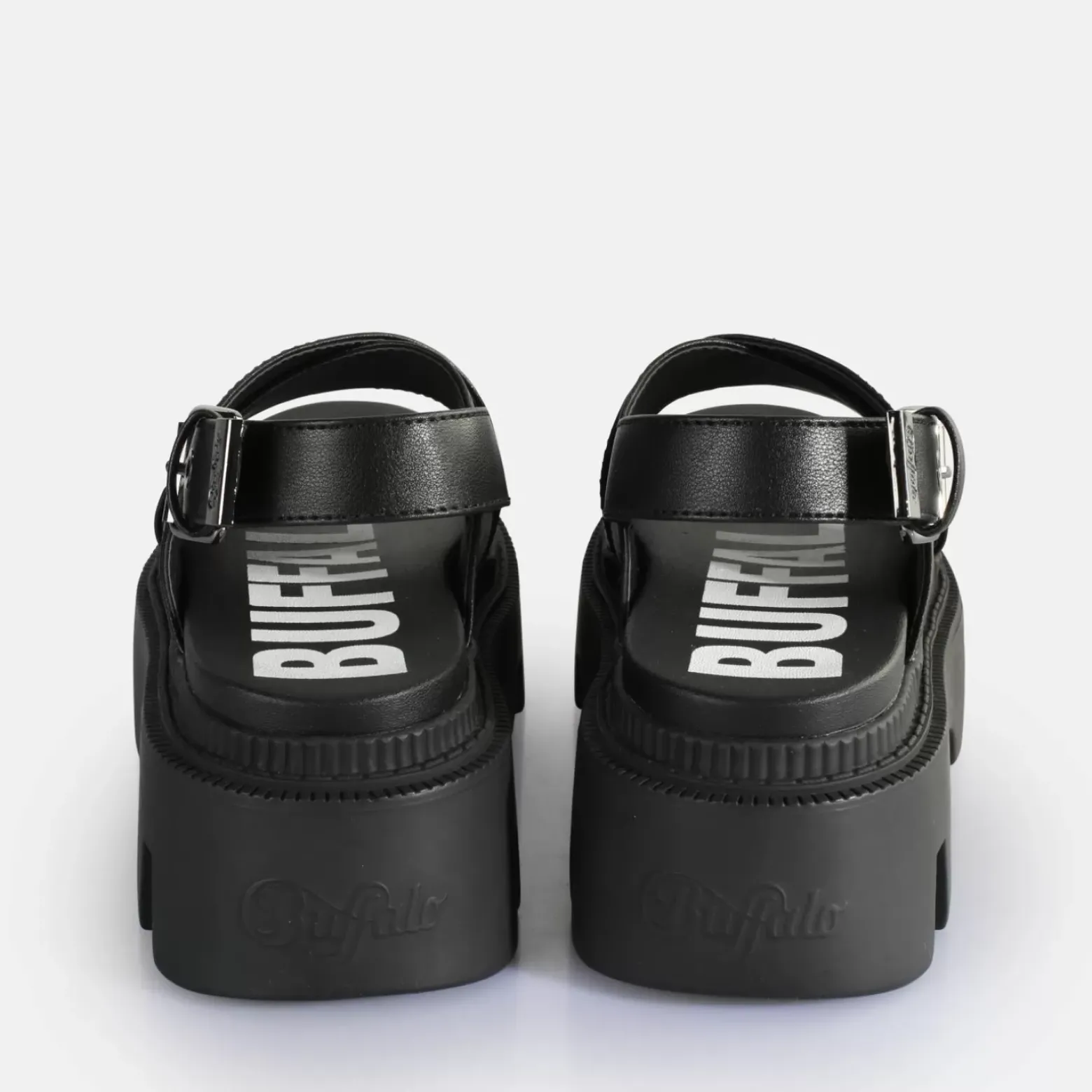 Hot BUFFALO Flora Cross Sandales A Plateforme Veganes Noir
