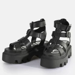 Shop BUFFALO Flora Fisher Sandales A Plateforme Veganes Noir