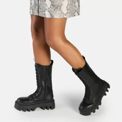 Flash Sale BUFFALO Flora Laceup Hi Bottes Vegan Noir