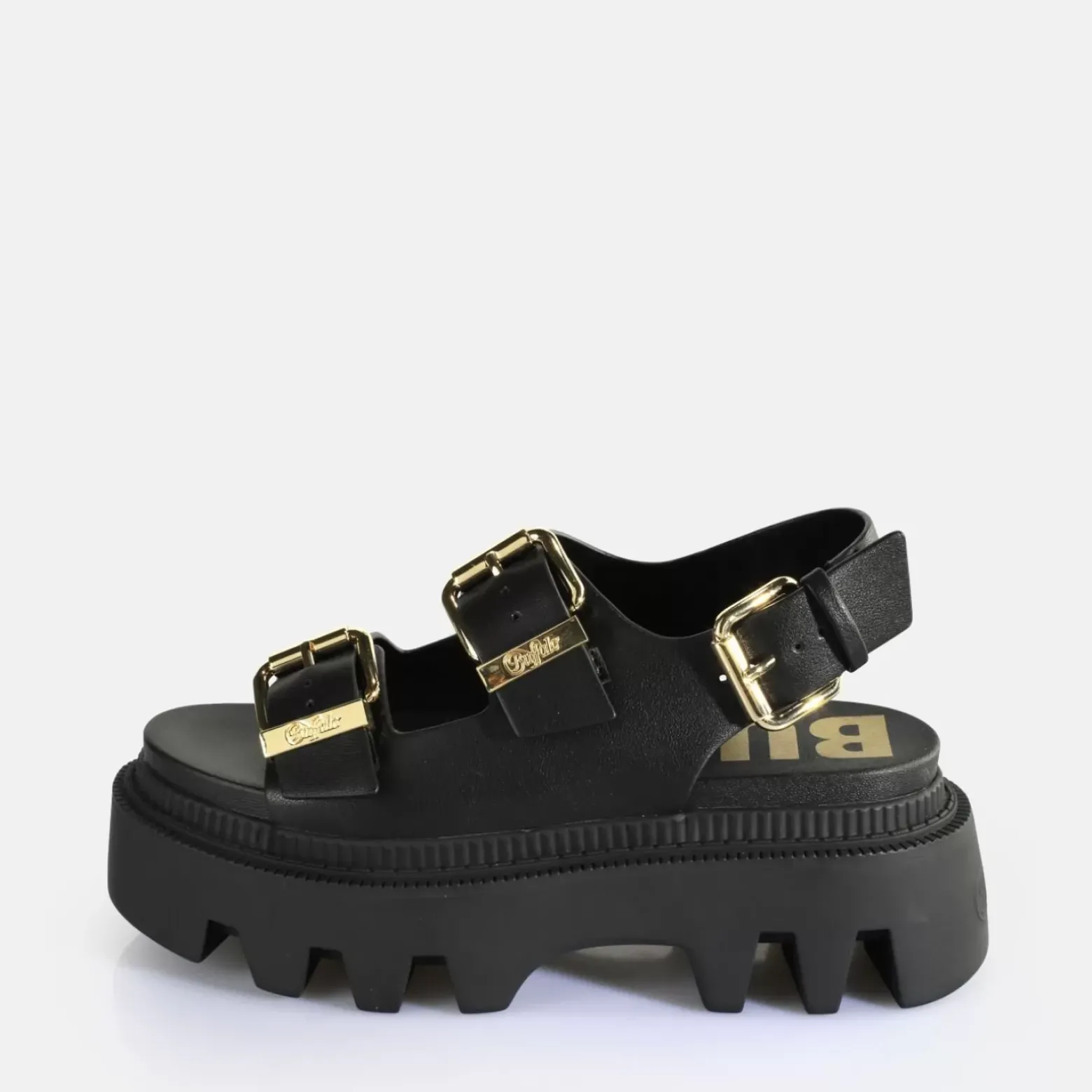 Cheap BUFFALO Flora On Sandales A Plateforme Veganes Noir
