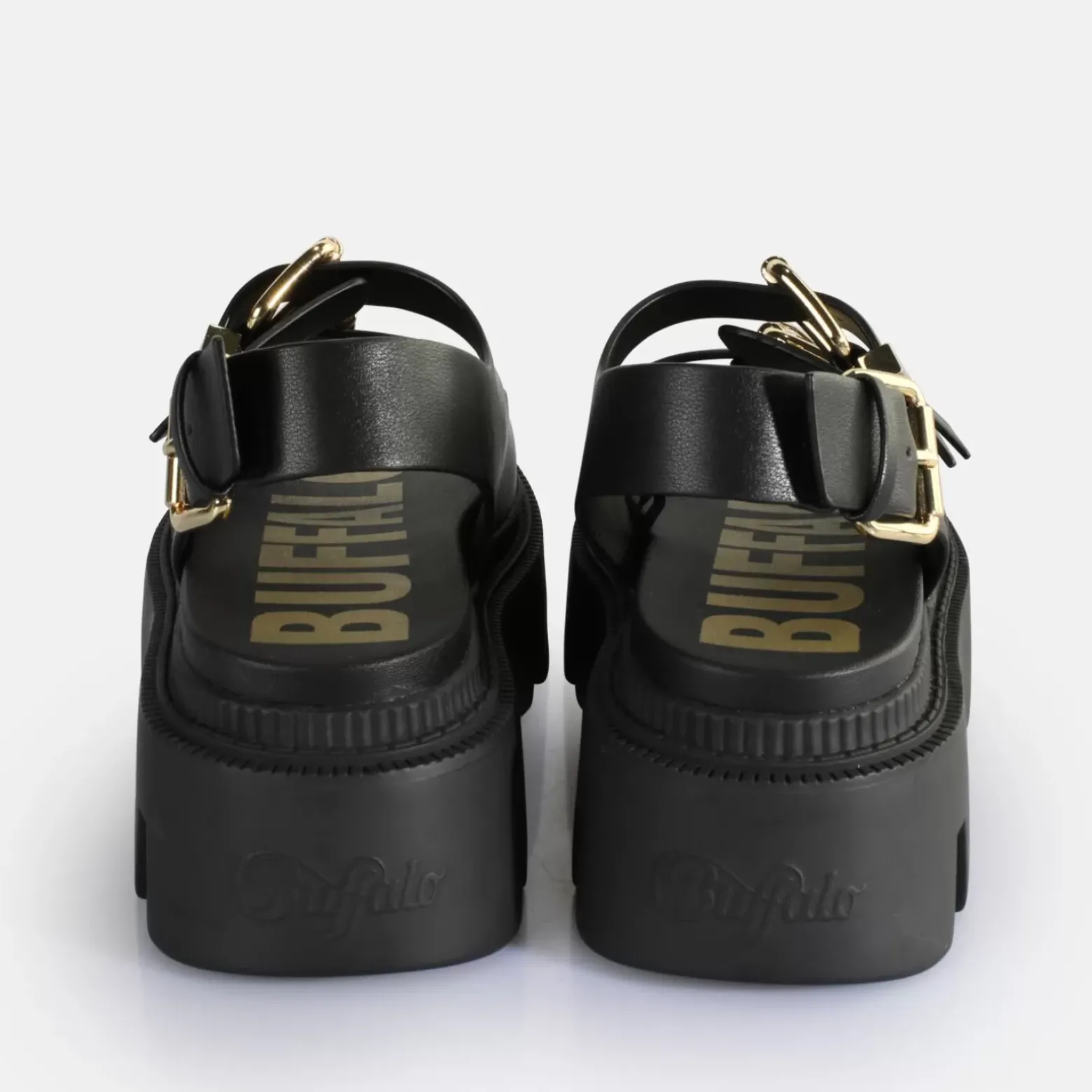 Cheap BUFFALO Flora On Sandales A Plateforme Veganes Noir