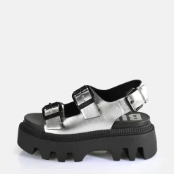 Best BUFFALO Flora On Sandales A Plateforme Veganese Argent